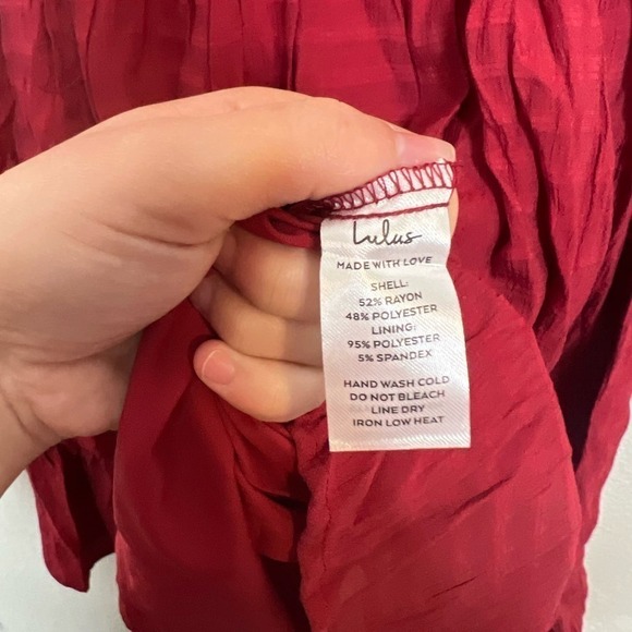 NWT Lulus Pretty Charming Wine Red Striped Red Ling Sleeve Mini Dress XS - Picture 7 of 8